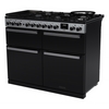 Rangemaster EDDLB110DFGBLK/CM1 110cm Dual Fuel Range Cooker Edge Deluxe Black Glass / Chrome, A Rated