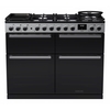 Rangemaster EDDLB110DFGBLK/CM1 110cm Dual Fuel Range Cooker Edge Deluxe Black Glass / Chrome, A Rated