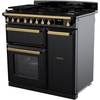 Rangemaster ESDL90DFPGBL/AB1 90cm Dual Fuel Range Cooker Estel Deluxe Black / Antique Brass, A Rated