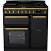 Rangemaster ESDL90DFPGBL/AB1 90cm Dual Fuel Range Cooker Estel Deluxe Black / Antique Brass, A Rated