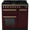 Rangemaster ESDL90DFPBOR/AB1 90cm Dual Fuel Range Cooker Estel Deluxe Bordeaux / Antique Brass, A Rated