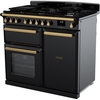 Rangemaster ESDL100DFPGBL/AB1 100cm Dual Fuel Range Cooker Estel Deluxe Black / Antique Brass, A Rated