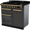 Rangemaster ESDL100DFPSLT/AB1 100cm Dual Fuel Range Cooker Estel Deluxe Slate / Antique Bass, A Rated