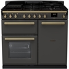 Rangemaster ESDL100DFPSLT/AB1 100cm Dual Fuel Range Cooker Estel Deluxe Slate / Antique Bass, A Rated