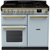 Rangemaster ESDL100DFPMSB/AB1 100cm Dual Fuel Range Cooker Estel Deluxe Misty Blue / Antique Brass, A Rated