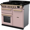 Rangemaster ESDL100DFPPPK/AB1 100cm Dual Fuel Range Cooker Estel Deluxe Pale Pink / Antique Brass, A Rated