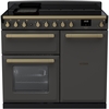 Rangemaster ESDL100EIPSLT/AB1 100cm Induction Range Cooker Estel Deluxe Slate / Antique Brass, A Rated