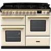 Rangemaster ESDLO110DFPPCR/AB1 110cm Dual Fuel Range Cooker Estel Deluxe Pale Cream / Antique Brass, A Rated