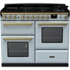 Rangemaster ESDLO110DFPMSB/AB1 110cm Dual Fuel Range Cooker Estel Deluxe Misty Blue / Antique Brass, A Rated