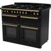Rangemaster ESDLB110DFPGBL/AB1 110cm Dual Fuel Range Cooker Estel Deluxe Black / Antique Brass, A Rated