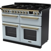 Rangemaster ESDLB110DFPMSB/AB1 110cm Dual Fuel Range Cooker Estel Deluxe Misty Blue / Antique Brass, A Rated