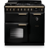 Rangemaster CLDL90DFPGBL/AB1 90cm Dual Fuel Range Cooker Classic Deluxe Gloss Black / Antique Brass, A Rated