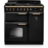 Rangemaster CLDL90DFPCBL/AB1 90cm Dual Fuel Range Cooker Classic Deluxe Charcoal Black / Antique Brass, A Rated