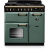 Rangemaster CLDL90DFPMGR/AB1 90cm Dual Fuel Range Cooker Classic Deluxe Mineral Green / Antique Brass, A Rated