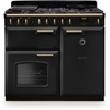 Rangemaster CLDL100DFPCBL/AB1 100cm Dual Fuel Range Cooker Classic Deluxe Charcoal Black / Antique Brass, A Rated