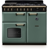 Rangemaster CLDL100DFPMGR/AB1 100cm Dual Fuel Range Cooker Classic Deluxe Mineral Green / Antique Brass, A Rated