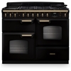 Rangemaster CLDLO110DFPGBL/AB1 110cm Dual Fuel Range Cooker Classic Deluxe Gloss Black / Antique Brass, A Rated