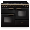 Rangemaster CLDLO110DFPCBL/AB1 110cm Dual Fuel Range Cooker Classic Deluxe Charcoal Black / Antique Brass, A Rated