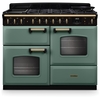 Rangemaster CLDLO110DFPMGR/AB1 110cm Dual Fuel Range Cooker Classic Deluxe Mineral Green / Antique Brass, A Rated