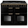 Rangemaster CLDLB110DFPGBL/AB1 110cm Dual Fuel Range Cooker Classic Deluxe Gloss Black / Antique Brass, A Rated