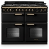 Rangemaster CLDLB110DFPCBL/AB1 110cm Dual Fuel Range Cooker Classic Deluxe Charcoal Black / Antique Brass, A Rated