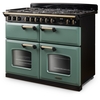 Rangemaster CLDLB110DFPMGR/AB1 110cm Dual Fuel Range Cooker Classic Deluxe Mineral Green / Antique Brass, A Rated