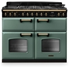Rangemaster CLDLB110DFPMGR/AB1 110cm Dual Fuel Range Cooker Classic Deluxe Mineral Green / Antique Brass, A Rated