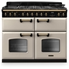 Rangemaster CLDLB110DFPPCR/AB1 110cm Dual Fuel Range Cooker Classic Deluxe Pale Cream / Antique Brass, A Rated