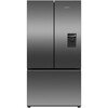Fisher & Paykel RF540ANUB6 Series 7 American Fridge Freezer, Black Stainless Steel,  Plumbed, E Rated