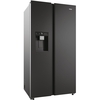 Haier HSW59F18EIPT American Fridge Freezer, Slate Black,  Plumbed, E Rated
