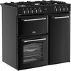 Belling Farmhouse 90DF 90cm Dual Fuel Range Cooker, Black, A Rated
