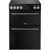 Belling FSA VISION 60E BSS Ceramic Electric Cooker with Double Oven, Black, A Rated