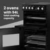 New World FDO 50E BLK Ceramic Electric Cooker with Double Oven, Black, A Rated