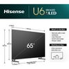 Hisense 65U6NQTUK 65" ULED Mini LED 4K Mini LED Smart TV, 4K Ultra HD, Grey, E Rated