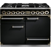 Falcon 1092 Deluxe Black Brass Trim and Chrome Handles 110cm Dual Fuel Range Cooker, A Rated
