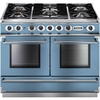 Falcon 1092 Continental China Blue Brushed Chrome 110cm Dual Fuel Range Cooker, A Rated