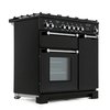 Rangemaster KCH90DFFBL/C 90cm Dual Fuel Range Cooker Kitchener Black / Chrome, A Rated