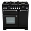 Rangemaster KCH90DFFBL/C 90cm Dual Fuel Range Cooker Kitchener Black / Chrome, A Rated