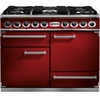 Falcon 1092 Deluxe Cherry Red Brushed Chrome 110cm Dual Fuel Range Cooker, A Rated
