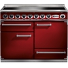 Falcon 1092 Deluxe Cherry Red Brushed Chrome 110cm Induction Range Cooker, A Rated