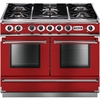 Falcon 1092 Continental Cherry Red Brushed Chrome 110cm Dual Fuel Range Cooker, A Rated