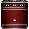 Falcon 900S Cherry Red Brushed Chrome 90cm Dual Fuel Range Cooker, A Rated