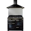 Rangemaster CLAHDC110BB 110cm Chimney Cooker Hood Classic Black / Brass, E Rated