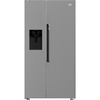 Beko ASP342VPS American Fridge Freezer with HarvestFresh Technology, Stainless Steel, E Rated,  Plumbed