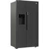 Beko ASP342VPZ American Style Fridge Freezer with Plumbed Water, Ice Dispenser and HarvestFresh� Technology, Black, E Rated,  Plumbed