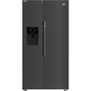 Beko ASP342VPZ American Style Fridge Freezer with Plumbed Water, Ice Dispenser and HarvestFresh� Technology, Black, E Rated,  Plumbed