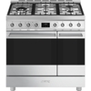 Smeg C92GPX2 Symphony Classic 90cm Dual Fuel Range Cooker, Stainless Steel, A Rated