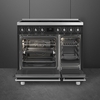 Smeg C92IPMB2 Symphony Classic 90cm Induction Range Cooker, Black, A Rated