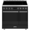 Smeg C92IPMB2 Symphony Classic 90cm Induction Range Cooker, Black, A Rated