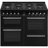 Smeg CX113GMBL Concert Classic  110cm Dual Fuel Range Cooker, Black, A Rated